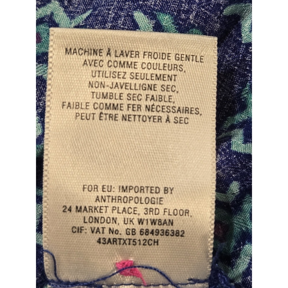 Maeve Anthropologie Ada Swing Blouse Women's 4 Blue Pink Aztec Sleeveless - Picture 7 of 10